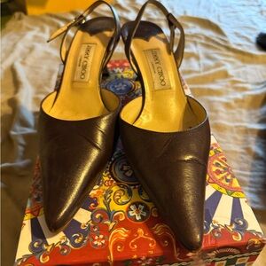 Jimmy Choo Black Slingback Heels with Pointed Toe